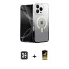 ieg™ iPhone 16 Pro Max Kılıf Eksen Minimal Özel Seri - Siyah Buffer Cam Ekran Koruyucu + PVD Metal Kamera Lens - SH