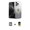 ieg™ iPhone 16 Pro Max Kılıf Eksen Minimal Özel Seri - Siyah Buffer Cam Ekran Koruyucu + PVD Metal Kamera Lens - GS