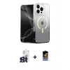 ieg™ iPhone 16 Pro Max Kılıf Eksen Minimal Özel Seri - Siyah Buffer Hayalet Cam Ekran Koruyucu + Bilvis Titan Kamera Lens - SH