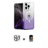 ieg™ iPhone 16 Pro Max Kılıf Eksen Minimal Özel Seri - Siyah Buffer Hayalet Cam Ekran Koruyucu + Pers Alüminyum Kamera Lens - GI