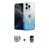 ieg™ iPhone 16 Pro Max Kılıf Eksen Minimal Özel Seri - Siyah Buffer Hayalet Cam Ekran Koruyucu + Pers Alüminyum Kamera Lens - GI