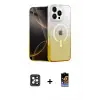 ieg™ iPhone 16 Pro Max Kılıf Eksen Minimal Özel Seri - Siyah Buffer Hayalet Cam Ekran Koruyucu + PVD Metal Kamera Lens - SH