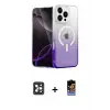ieg™ iPhone 16 Pro Max Kılıf Eksen Minimal Özel Seri - Siyah Buffer Hayalet Cam Ekran Koruyucu + PVD Metal Kamera Lens - SH