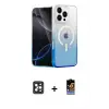 ieg™ iPhone 16 Pro Max Kılıf Eksen Minimal Özel Seri - Siyah Buffer Hayalet Cam Ekran Koruyucu + PVD Metal Kamera Lens - SH