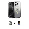ieg™ iPhone 16 Pro Max Kılıf Eksen Minimal Özel Seri - Siyah Buffer Hayalet Cam Ekran Koruyucu + PVD Metal Kamera Lens - GD