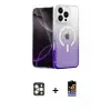 ieg™ iPhone 16 Pro Max Kılıf Eksen Minimal Özel Seri - Siyah Buffer Hayalet Cam Ekran Koruyucu + PVD Metal Kamera Lens - GD