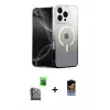 ieg™ iPhone 16 Pro Max Kılıf Eksen Minimal Özel Seri - Siyah Buffer Hayalet Cam Ekran Koruyucu + Raze Metal Kamera Lens - SH