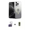 ieg™ iPhone 16 Pro Max Kılıf Eksen Minimal Özel Seri - Siyah Joko Magic 5D Hayalet Cam + Bilvis Titan Kamera Lens - SH