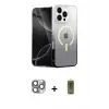 ieg™ iPhone 16 Pro Max Kılıf Eksen Minimal Özel Seri - Siyah Joko Magic 5D Hayalet Cam + Pers Alüminyum Kamera Lens - GI