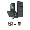 ieg™ iPhone 16 Pro Max Kılıf İz Modern Prime - Siyah Buffer Cam Ekran Koruyucu + Pers Alüminyum Kamera Lens - CLTM