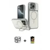 ieg™ iPhone 16 Pro Max Kılıf İz Modern Prime - Siyah Buffer Cam Ekran Koruyucu + Pers Alüminyum Kamera Lens - GI