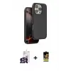 ieg™ iPhone 16 Pro Max Kılıf Kıvılcım Çizgi Serisi - Siyah Buffer Cam Ekran Koruyucu + Bilvis Titan Kamera Lens - GS