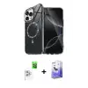 ieg™ iPhone 16 Pro Max Kılıf Kıvılcım Form Prime - Siyah Bilvis 5in1 5D Magic Hayalet Cam Ekran Koruyucu + Raze Metal Kamera Lens - BZ
