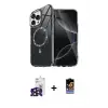 ieg™ iPhone 16 Pro Max Kılıf Kıvılcım Form Prime - Siyah Buffer Hayalet Cam Ekran Koruyucu + Bilvis Titan Kamera Lens - SH