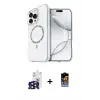 ieg™ iPhone 16 Pro Max Kılıf Kıvılcım Form Prime - Siyah Buffer Hayalet Cam Ekran Koruyucu + Bilvis Titan Kamera Lens - SH