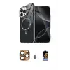 ieg™ iPhone 16 Pro Max Kılıf Kıvılcım Form Prime - Siyah Buffer Hayalet Cam Ekran Koruyucu + Pers Alüminyum Kamera Lens - CLTM