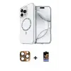 ieg™ iPhone 16 Pro Max Kılıf Kıvılcım Form Prime - Siyah Buffer Hayalet Cam Ekran Koruyucu + Pers Alüminyum Kamera Lens - CLTM