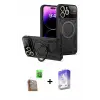 ieg™ iPhone 16 Pro Max Kılıf Kıvılcım Modern Serisi - Siyah Bilvis 5in1 3D Magic Cam Ekran Koruyucu + Raze Metal Kamera Lens - CLTM