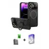 ieg™ iPhone 16 Pro Max Kılıf Kıvılcım Modern Serisi - Siyah Bilvis 5in1 3D Magic Cam Ekran Koruyucu + Raze Metal Kamera Lens - SH