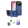 ieg™ iPhone 16 Pro Max Kılıf Kıvılcım Modern Serisi - Siyah Bilvis 5in1 5D Magic Hayalet Cam Ekran Koruyucu + Raze Metal Kamera Lens - SH