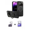 ieg™ iPhone 16 Pro Max Kılıf Kıvılcım Modern Serisi - Siyah Bilvis 5in1 5D Magic Hayalet Cam Ekran Koruyucu + Bilvis Titan Kamera Lens - GS