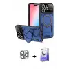 ieg™ iPhone 16 Pro Max Kılıf Kıvılcım Modern Serisi - Siyah Bilvis 5in1 5D Magic Hayalet Cam Ekran Koruyucu + Pers Alüminyum Kamera Lens - GI