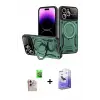 ieg™ iPhone 16 Pro Max Kılıf Kıvılcım Modern Serisi - Siyah Bilvis 5in1 5D Magic Hayalet Cam Ekran Koruyucu + Raze Metal Kamera Lens - NLGY