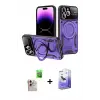 ieg™ iPhone 16 Pro Max Kılıf Kıvılcım Modern Serisi - Siyah Bilvis 5in1 5D Magic Hayalet Cam Ekran Koruyucu + Raze Metal Kamera Lens - NLGY