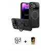ieg™ iPhone 16 Pro Max Kılıf Kıvılcım Modern Serisi - Siyah Buffer Cam Ekran Koruyucu + Pers Alüminyum Kamera Lens - GS