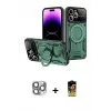 ieg™ iPhone 16 Pro Max Kılıf Kıvılcım Modern Serisi - Siyah Buffer Cam Ekran Koruyucu + Pers Alüminyum Kamera Lens - GI