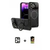 ieg™ iPhone 16 Pro Max Kılıf Kıvılcım Modern Serisi - Siyah Buffer Cam Ekran Koruyucu + PVD Metal Kamera Lens - GD