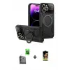 ieg™ iPhone 16 Pro Max Kılıf Kıvılcım Modern Serisi - Siyah Buffer Cam Ekran Koruyucu + Raze Metal Kamera Lens - SH