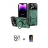 ieg™ iPhone 16 Pro Max Kılıf Kıvılcım Modern Serisi - Siyah Buffer Hayalet Cam Ekran Koruyucu + Pers Alüminyum Kamera Lens - GS