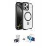 ieg™ iPhone 16 Pro Max Kılıf Kıvılcım Prime - Siyah 3D Antistatik Cam Ekran Koruyucu + Bilvis Titan Kamera Lens - TMGI