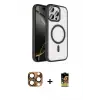 ieg™ iPhone 16 Pro Max Kılıf Kıvılcım Prime - Siyah Buffer Cam Ekran Koruyucu + Pers Alüminyum Kamera Lens - CLTM