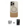 ieg™ iPhone 16 Pro Max Kılıf Kozmos Form Özel Seri - Siyah 3D Antistatik Hayalet Cam Ekran Koruyucu + Pers Alüminyum Kamera Lens - GI