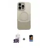 ieg™ iPhone 16 Pro Max Kılıf Kozmos Form Özel Seri - Siyah Buffer Hayalet Cam Ekran Koruyucu + Bilvis Titan Kamera Lens - GS
