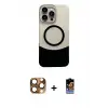 ieg™ iPhone 16 Pro Max Kılıf Kozmos Form Özel Seri - Siyah Buffer Hayalet Cam Ekran Koruyucu + Pers Alüminyum Kamera Lens - CLTM