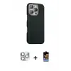 ieg™ iPhone 16 Pro Max Kılıf Kozmos Klasik Prime - Siyah Buffer Hayalet Cam Ekran Koruyucu + Pers Alüminyum Kamera Lens - GS