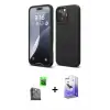 ieg™ iPhone 16 Pro Max Kılıf Kozmos Yansıma Özel Seri - Siyah Bilvis 5in1 5D Magic Hayalet Cam Ekran Koruyucu + Raze Metal Kamera Lens - SH
