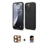 ieg™ iPhone 16 Pro Max Kılıf Kozmos Yansıma Özel Seri - Siyah Buffer Hayalet Cam Ekran Koruyucu + Pers Alüminyum Kamera Lens - CLTM