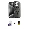ieg™ iPhone 16 Pro Max Kılıf Nova Asil Prime - Siyah Buffer Cam Ekran Koruyucu + Bilvis Titan Kamera Lens - SH