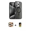 ieg™ iPhone 16 Pro Max Kılıf Nova Asil Prime - Siyah Buffer Cam Ekran Koruyucu + Pers Alüminyum Kamera Lens - CLTM