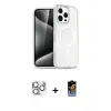 ieg™ iPhone 16 Pro Max Kılıf Nova Asil Prime - Siyah Buffer Hayalet Cam Ekran Koruyucu + Pers Alüminyum Kamera Lens - GS