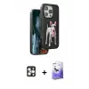 ieg™ iPhone 16 Pro Max Kılıf Nova Form Koleksiyonu - Siyah Bilvis 5in1 5D Magic Hayalet Cam Ekran Koruyucu + PVD Metal Kamera Lens - GD