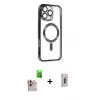 ieg™ iPhone 16 Pro Max Kılıf Nova Işık Özel Seri - Siyah Bilvis 3D Cam Ekran Koruyucu + Raze Metal Kamera Lens - NLGY
