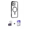 ieg™ iPhone 16 Pro Max Kılıf Nova Işık Özel Seri - Siyah Bilvis 5in1 3D Magic Cam Ekran Koruyucu + Bilvis Titan Kamera Lens - GS