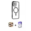 ieg™ iPhone 16 Pro Max Kılıf Nova Işık Özel Seri - Siyah Bilvis 5in1 3D Magic Cam Ekran Koruyucu + Pers Alüminyum Kamera Lens - CLTM