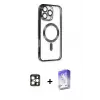 ieg™ iPhone 16 Pro Max Kılıf Nova Işık Özel Seri - Siyah Bilvis 5in1 3D Magic Cam Ekran Koruyucu + PVD Metal Kamera Lens - GD