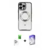 ieg™ iPhone 16 Pro Max Kılıf Nova Işık Özel Seri - Siyah Bilvis 5in1 3D Magic Cam Ekran Koruyucu + Raze Metal Kamera Lens - BZ
